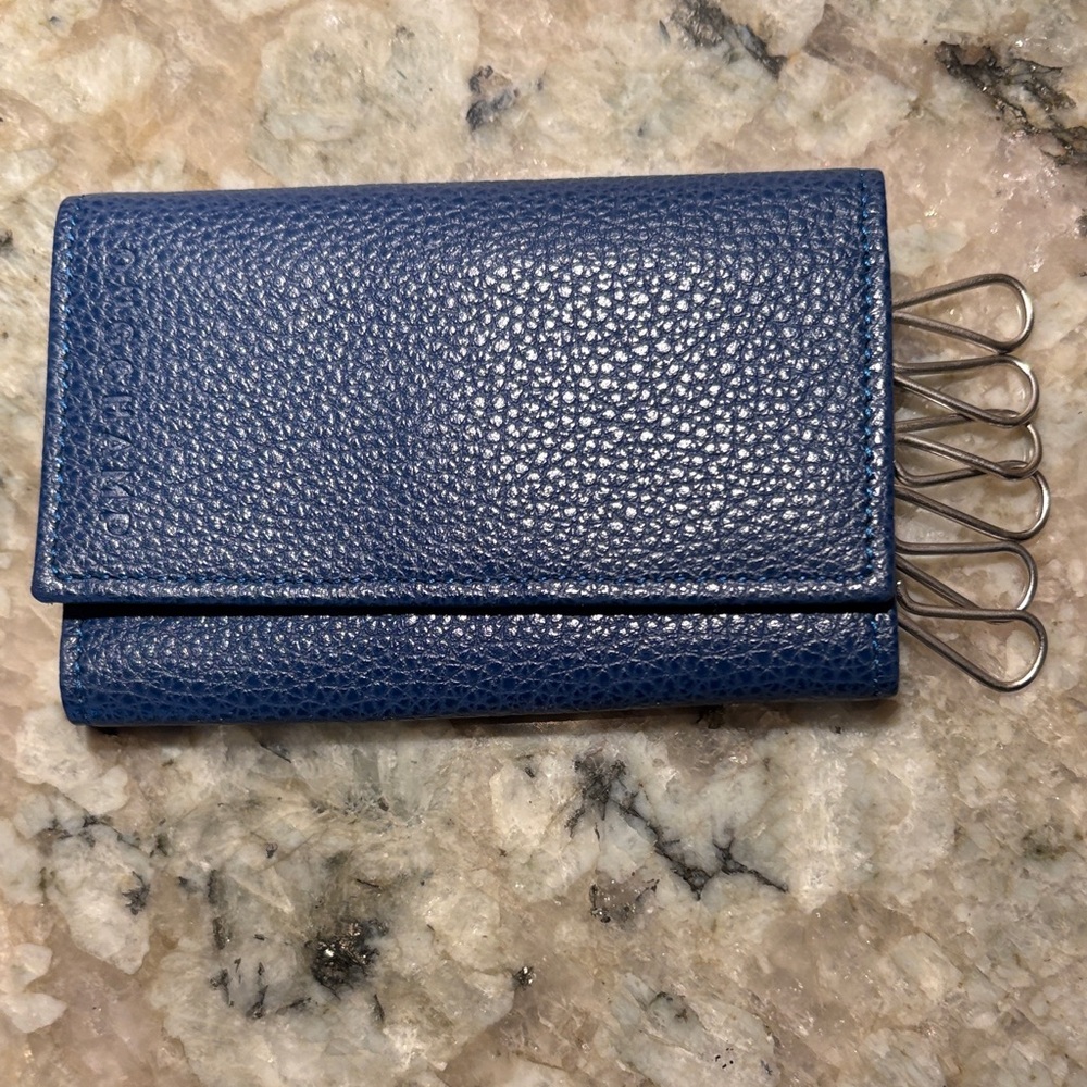 Longchamp Navy Leather Key Organizer